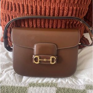 GUCCI Brown Leather Shoulder Bag (Like New!!) 1955 Horsebit. Never Worn